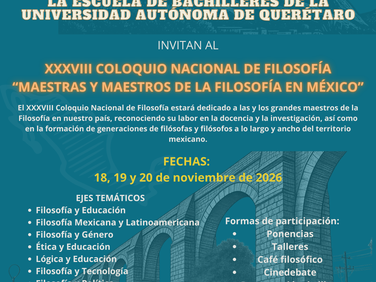 Convocatoria del XXXVIII Coloquio Nacional de Filosofía del Círculo Mexicano de Profesores de Filosofía A.C.&nbsp;2026