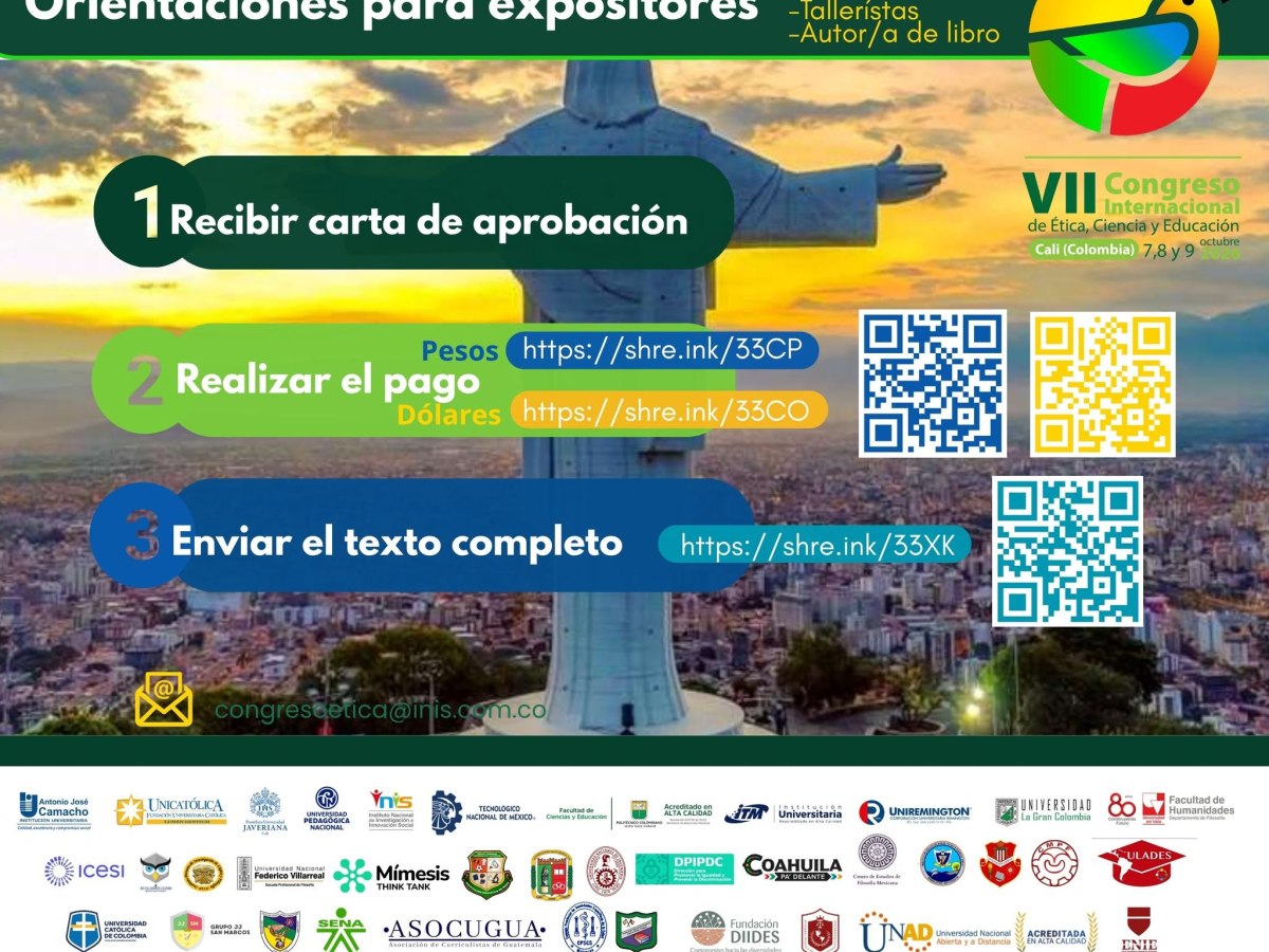Invitamos a los participantes del VII Congreso Internacional de Ética, Ciencia y Educación a formalizar su&nbsp;participación